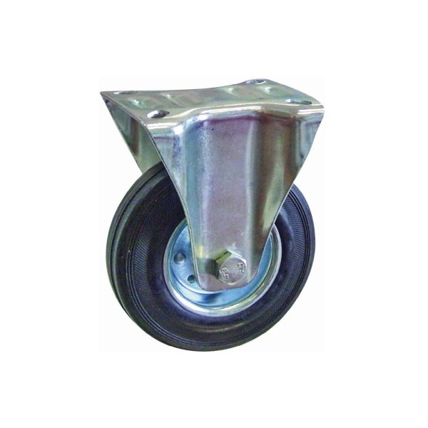 Black Rubber Caster Steel Rim, Fixed