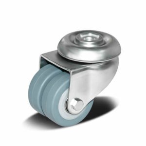 50-75mm Rubber/TPR Twin Wheel Apparatus Castor - Bolt Hole - Swivel