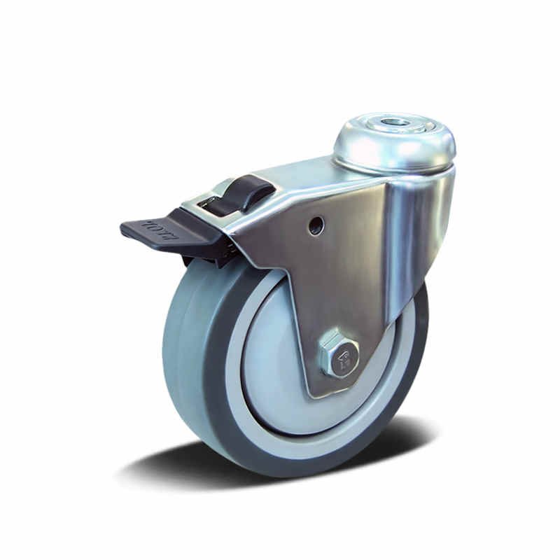 50-100mm TPR/PP Apparatus Castor – Bolt Hole – Swivel with Brake