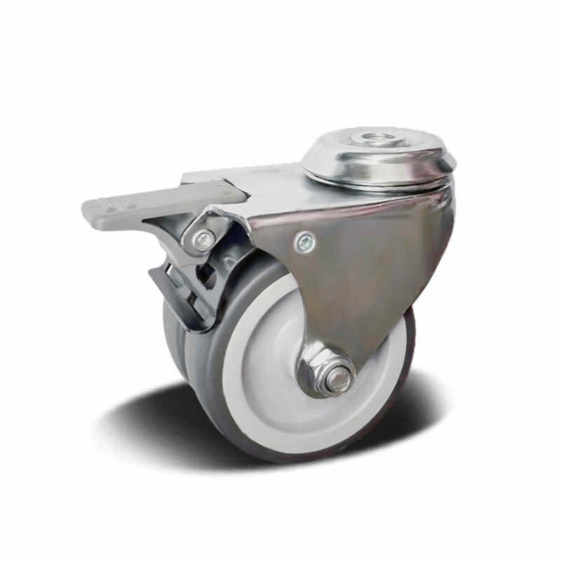 36-75mm TPR/PP Twin Wheel Apparatus Castor – Bolt Hole – Swivel with Brake