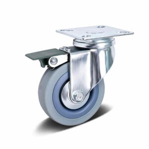 50-125mm Rubber/PA (Nylon)/PU Apparatus Castor – Top Plate – Swivel with Brake