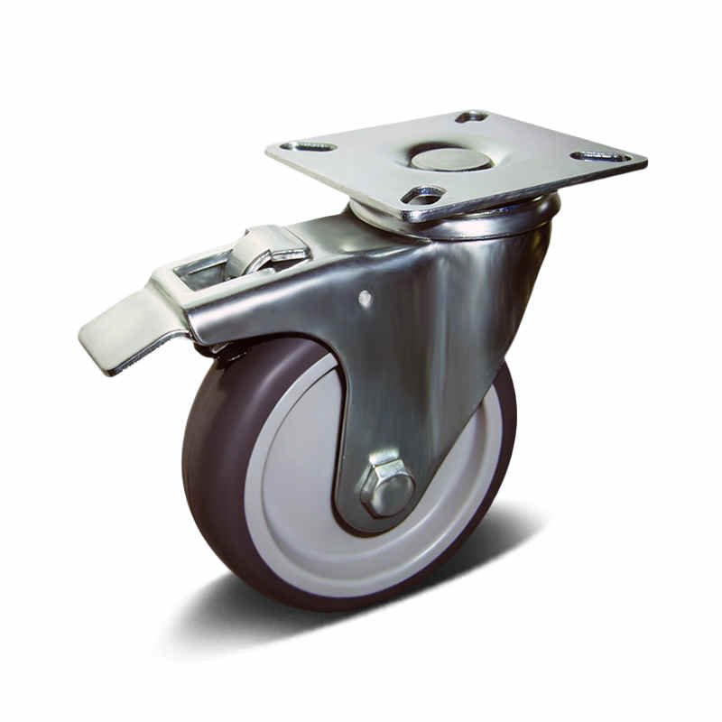 50-125mm TPR/PP Apparatus Castor – Top Plate – Swivel with Brake
