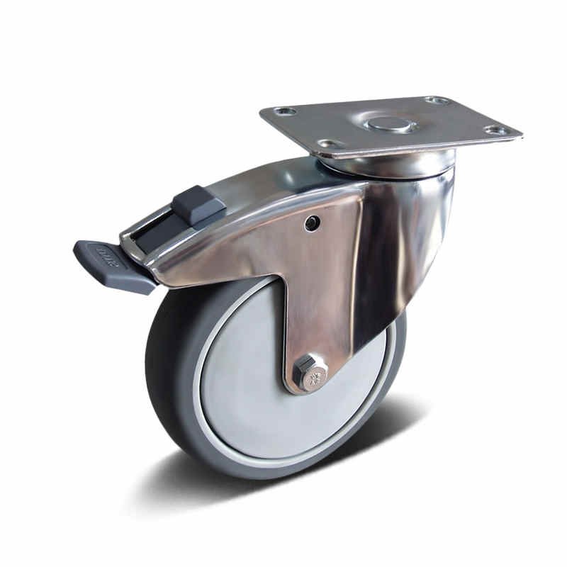 75-150mm TPR Apparatus Castor – Top Plate – Swivel with Brake