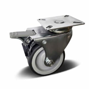 36-75mm TPR/PP Twin Wheel Apparatus Castor – Top Plate – Swivel with Brake