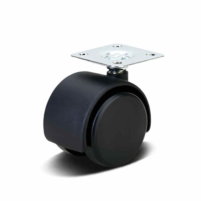 Black Nylon Top Plate Furniture Castor with PP Core, 30-50mm, 20-40kg Load with Swivel and Brake Options