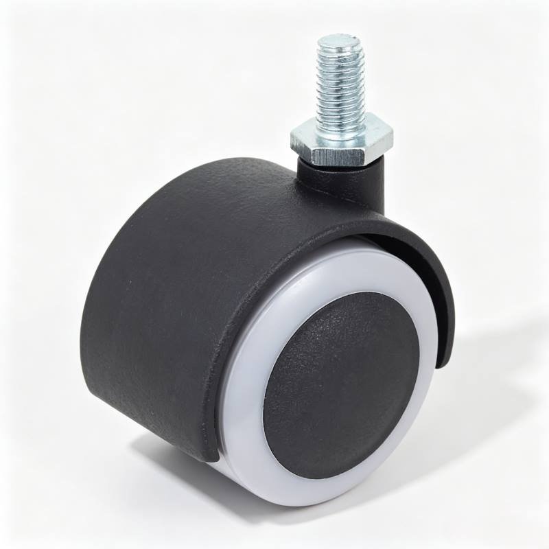Black PVC/PU Threaded Stem Furniture Castor with PP/Nylon Core, 40-50mm, 25-40kg Load with Swivel and Brake Options