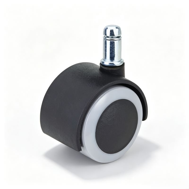 Black PVC/PU Stem Furniture Castor with PP/Nylon Core, 40-50mm, 25-40kg Load with Swivel and Brake Options