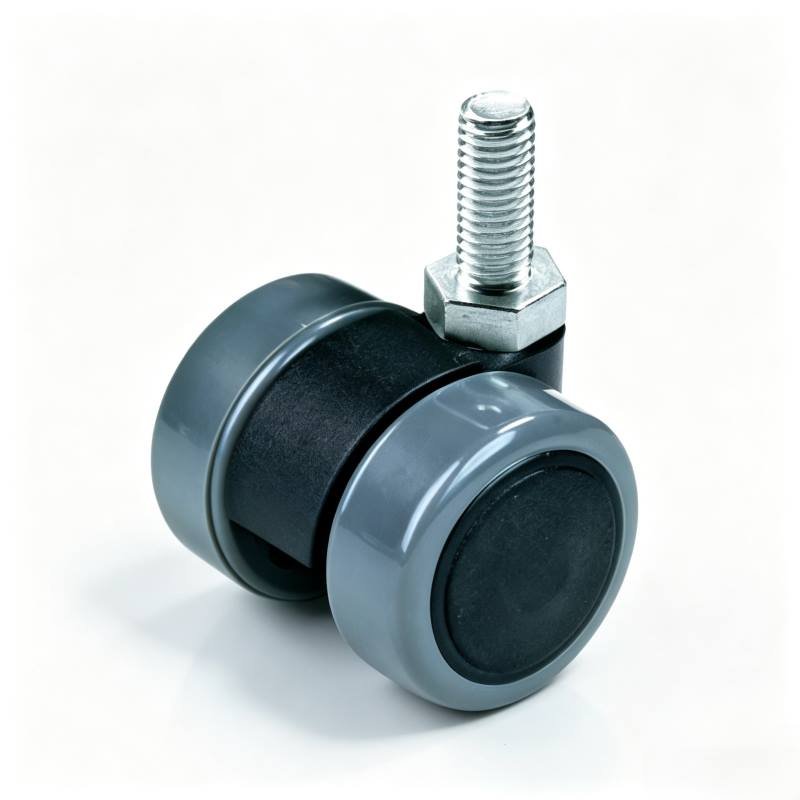 Black/Grey PU Threaded Stem Furniture Castor with Nylon Core, 30-60mm, 25-50kg Load with Swivel and Brake Options