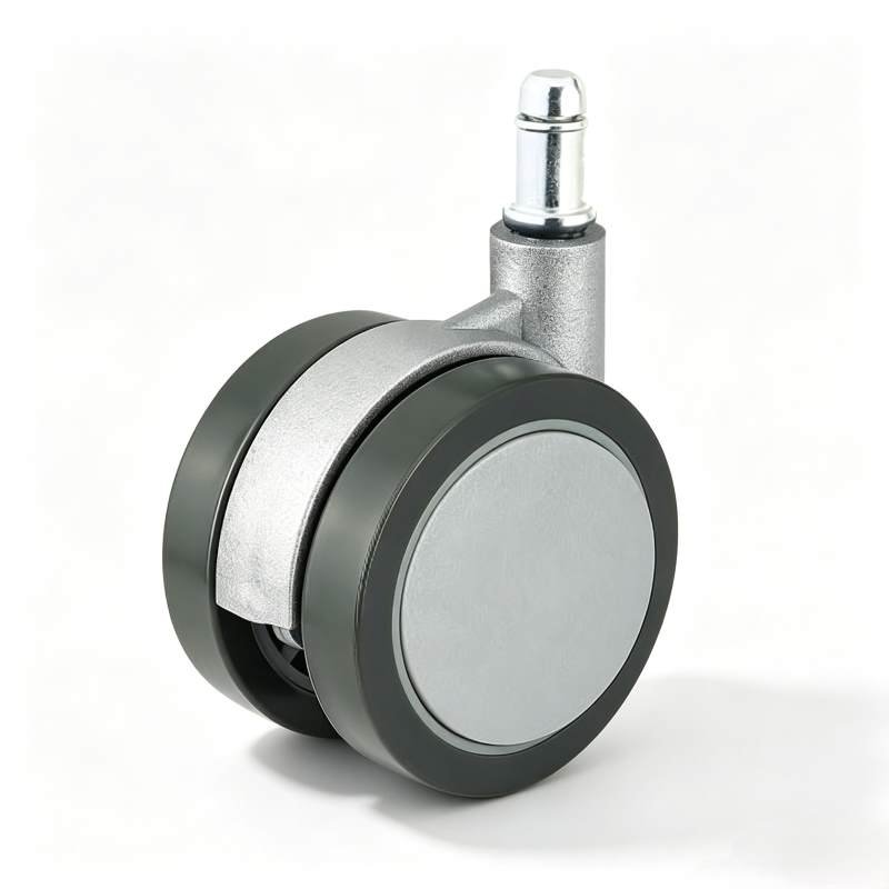 High-End Grey PU Series 1 Stem Furniture Castor with PP/Nylon Core, 60mm, 40kg Load with Swivel and Brake Options