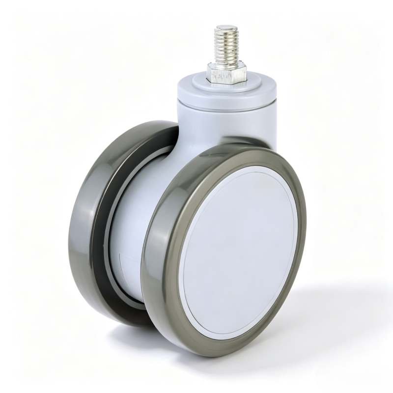 High-End Grey PU Series 2 Threaded Stem Furniture Castor with PP/Nylon Core, 100mm, 70kg Load with Swivel and Brake Options