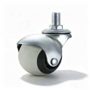 Grey TPR Ball Threaded Stem Furniture Castor with PP Core, 40-50mm, 40-60kg Load with Swivel and Brake Options