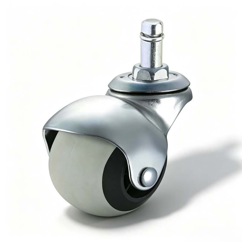 Grey TPR Ball Stem Furniture Castor with PP Core, 40-50mm, 40-60kg Load with Swivel and Brake Options