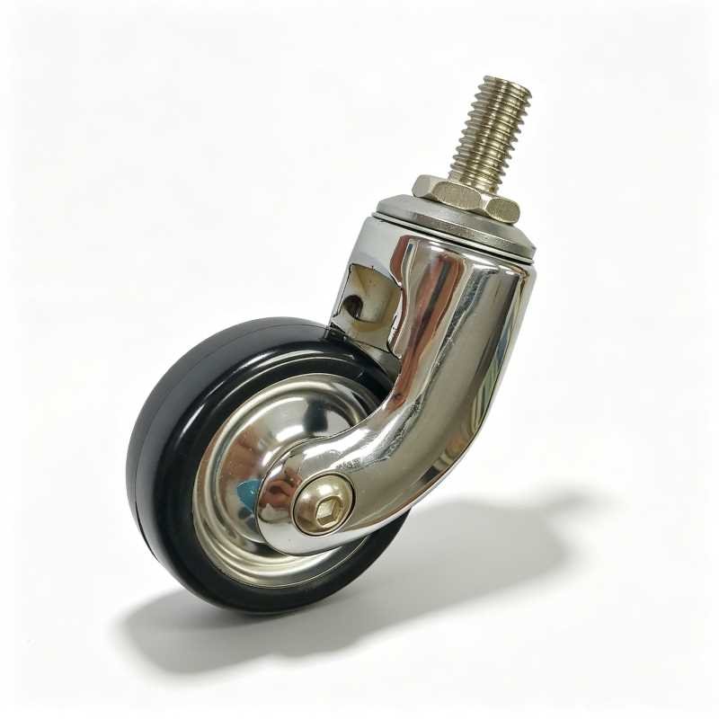 Tea Trolley Nylon Threaded Stem Furniture Castor with Zinc Alloy Housing, 42-62mm, 50-60kg Load with Swivel Option