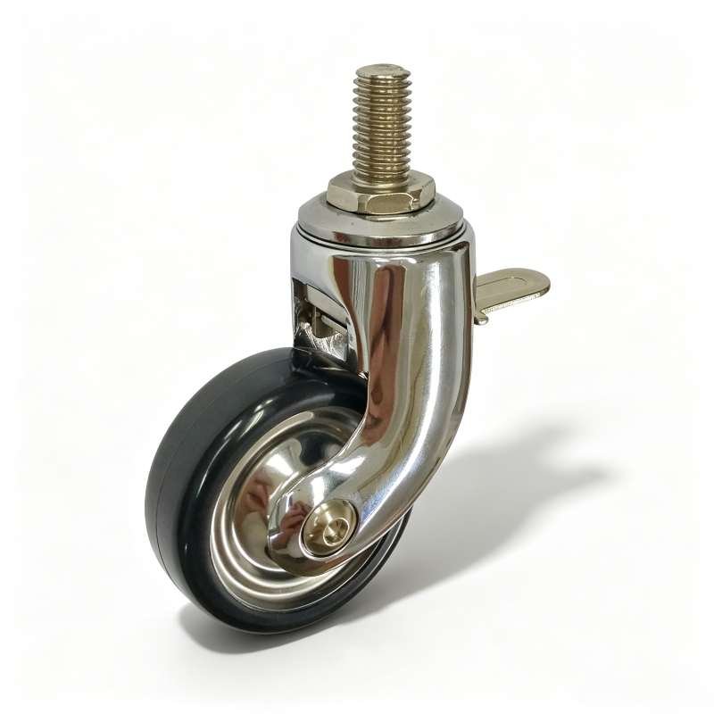 Tea Trolley Nylon Threaded Stem Furniture Castor with Zinc Alloy Housing, 42-62mm, 50-60kg Load with Brake Option