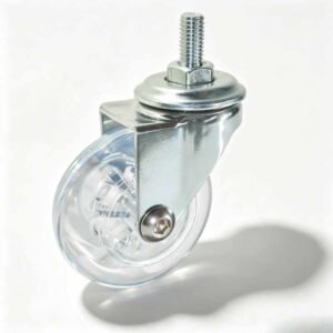 Transparent PU Threaded Stem Furniture Castor with Nylon Core, 35-100mm, 30-70kg Load with Swivel, Brake and Fixed Options