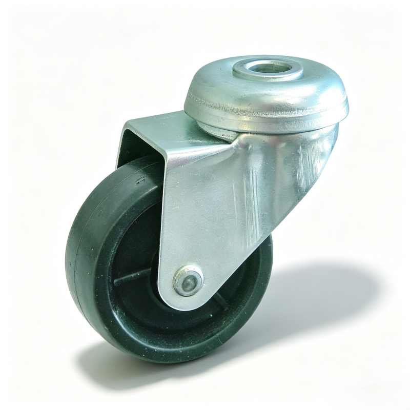 Grey TPR/Black PP Bolt Hole Furniture Castor with PP Core, 25-50mm, 15-35kg Load with TPR and PP Options