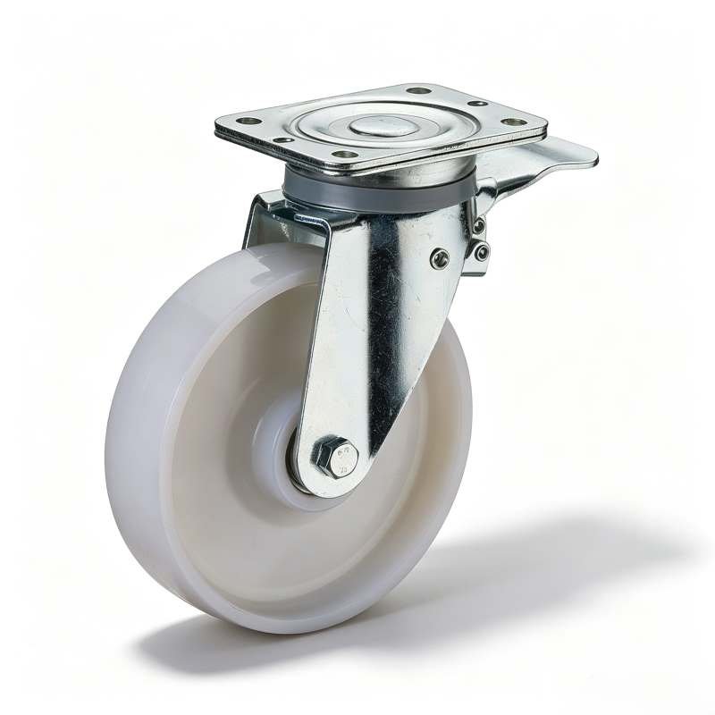 H03, PA/Elastic Rubber Heavy Duty Castor – Top Plate – Swivel with Brake