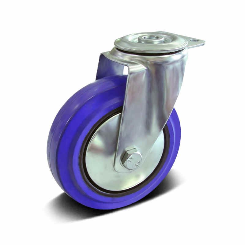 Elastic Rubber and TPR with PP Core Bolt Hole Swivel Industrial Castor, 80-200mm, 100-250kg