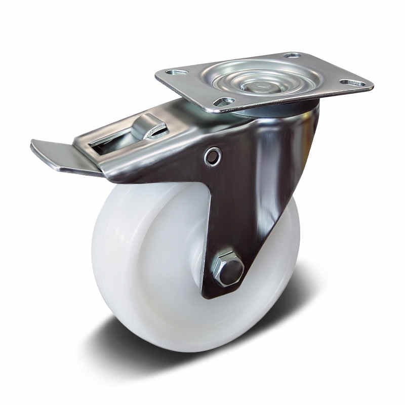 PU and PA with PP Core Top Plate Swivel with Steel Brake Industrial Castor, 80-200mm, 50-200kg
