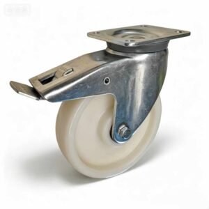 H01 White PA6 Wheel Heavy Duty Castor, ball bearing – Swivel with Brake