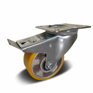 H08 PU+Aluminium Wheel Heavy Duty Castor – Swivel with Brake