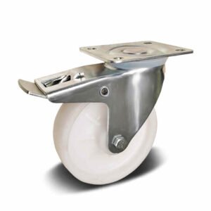 PA6 Wheel Top Plate Swivel with Steel Brake Industrial Castor, 100-125mm, 200-250kg