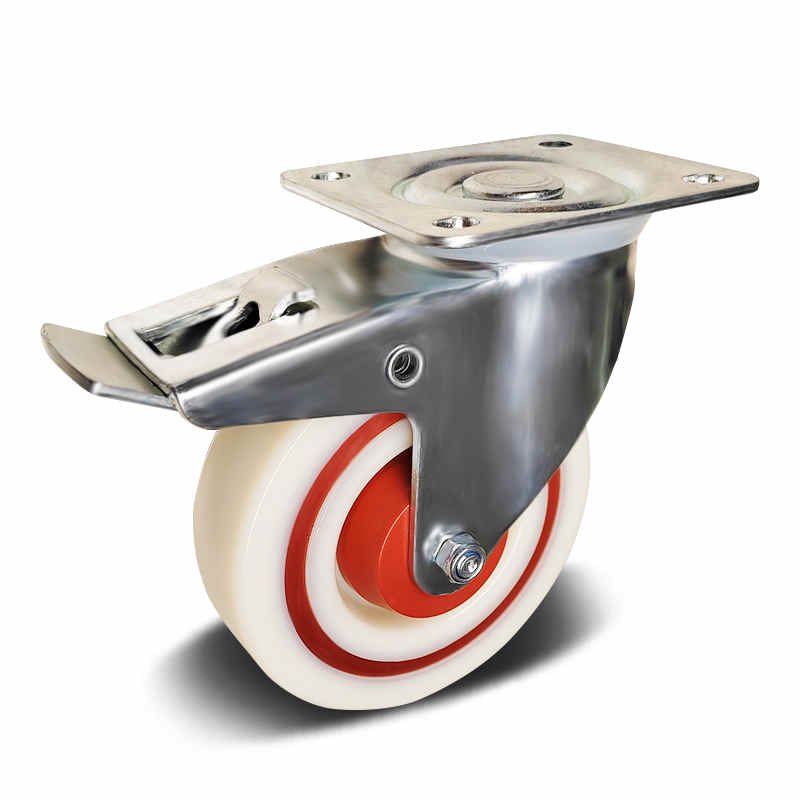 PA6 and Rubber Sandwich with PA and Rubber Core Top Plate Swivel with Steel Brake Industrial Castor, 100-125mm, 160-200kg