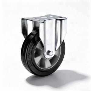 H02 6×4, Elastic Rubber+Aluminium/PA Heavy Duty Castor – Top Plate – Fixed
