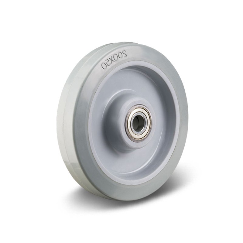 100-200mm Grey Elastic Rubber/PP Core Wheel – Ball Bearing