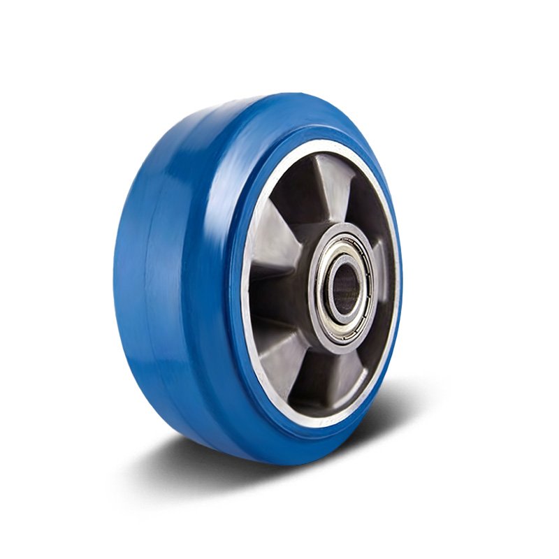 100-300mm Blue Elastic Rubber/Aluminium Core Wheel – Ball Bearing