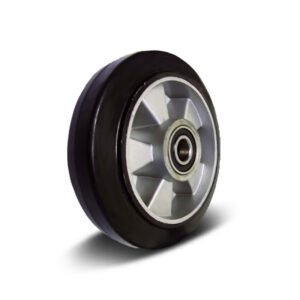 100-300mm Black Elastic Rubber/Aluminium Core Wheel – Ball Bearing