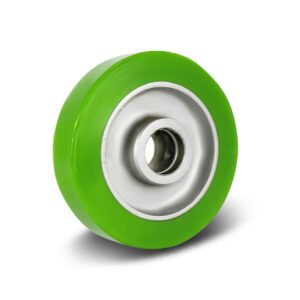 100-125mm Green Elastic Rubber/Aluminium Core Wheel – Ball Bearing
