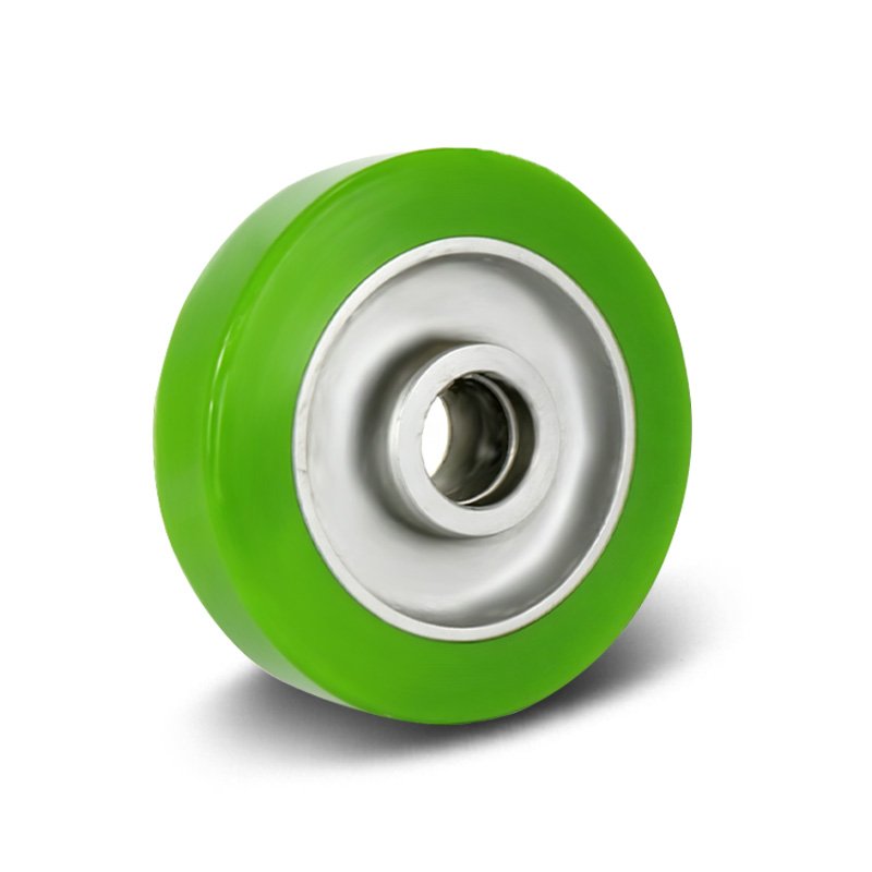 100-125mm Green Elastic Rubber/Aluminium Core Wheel – Ball Bearing