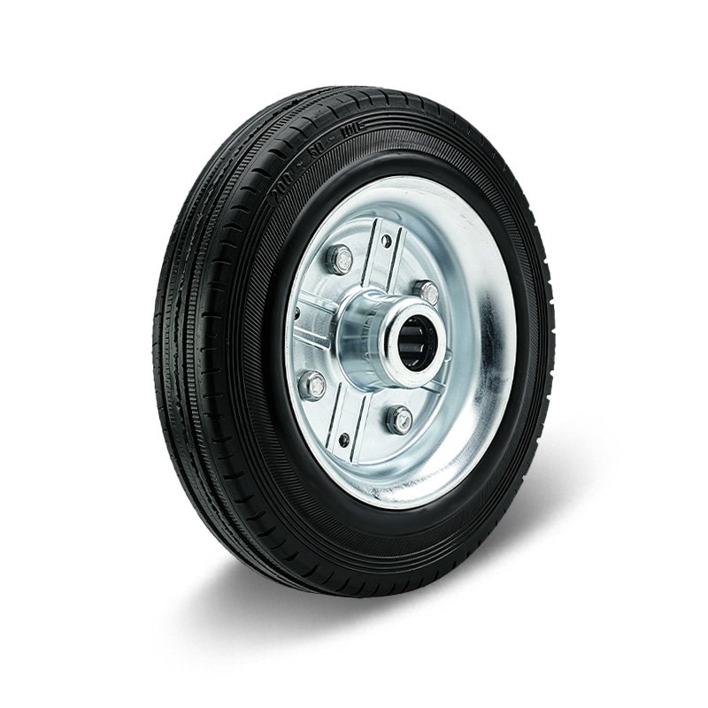 80-200mm Black Rubber/Metal Core Wheel – Roller Bearing