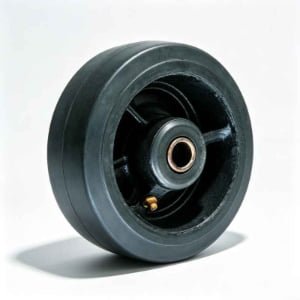 100-200mm Black Rubber/Cast Iron Core Wheel – Roller Bearing