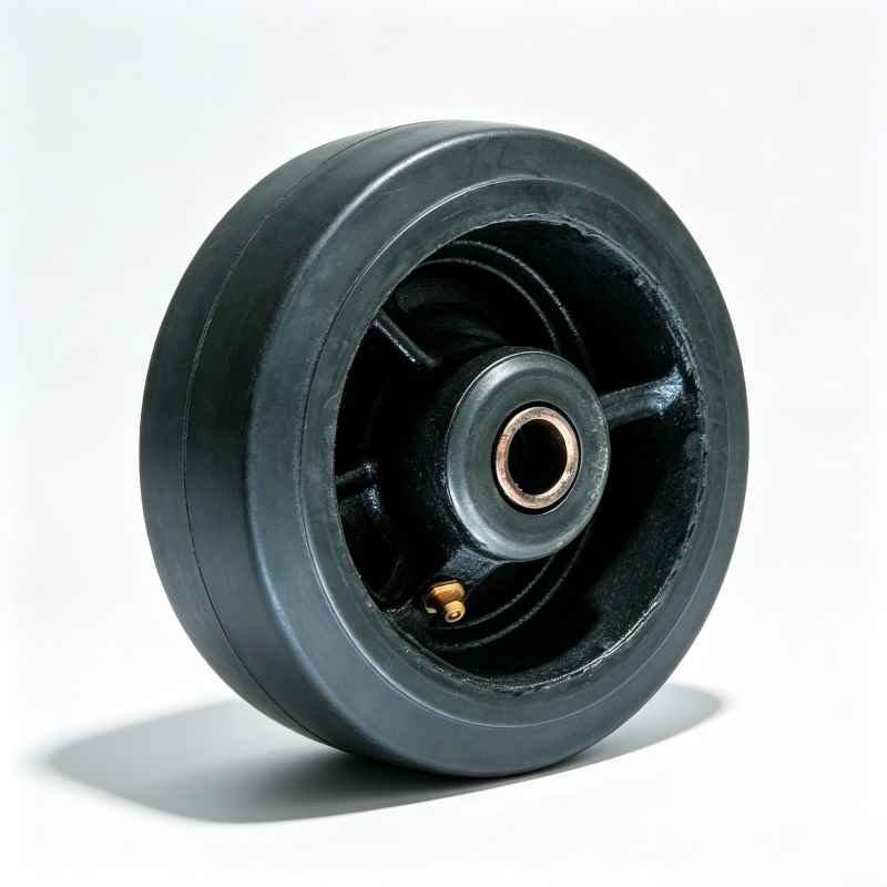 100-200mm Black Rubber/Cast Iron Core Wheel – Roller Bearing